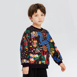 Dragon Long Love and Luck Auspicious Patterns Fleece Pullover-6-color-Jet Black -  NianYi, Chinese Traditional Clothing for Kids