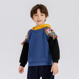 Dragon Long Dragon Cloth Patch with Tassels Colorblock Hoodie-3 -  NianYi, Chinese Traditional Clothing for Kids