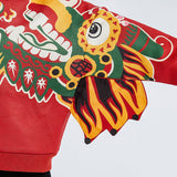 Dragon Long Unique Sleeves Dragons Playing with Pearls Print Raglan Sweatshirt-3 -  NianYi, Chinese Traditional Clothing for Kids