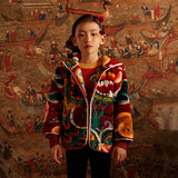 Dragon Long Love and Luck Auspicious Print Fleece Hooded Jacket-1 -  NianYi, Chinese Traditional Clothing for Kids