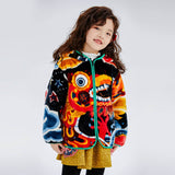 Dragon Long Love and Luck Auspicious Print Fleece Hooded Jacket-8 -  NianYi, Chinese Traditional Clothing for Kids