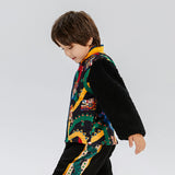 Dragon Long Love and Luck Auspicious Print Fleece Vest-3 -  NianYi, Chinese Traditional Clothing for Kids