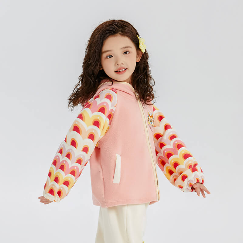 Dragon Long Colorblock Dragon Embroidery Fleece Hooded Raglan Jacket-5 -  NianYi, Chinese Traditional Clothing for Kids
