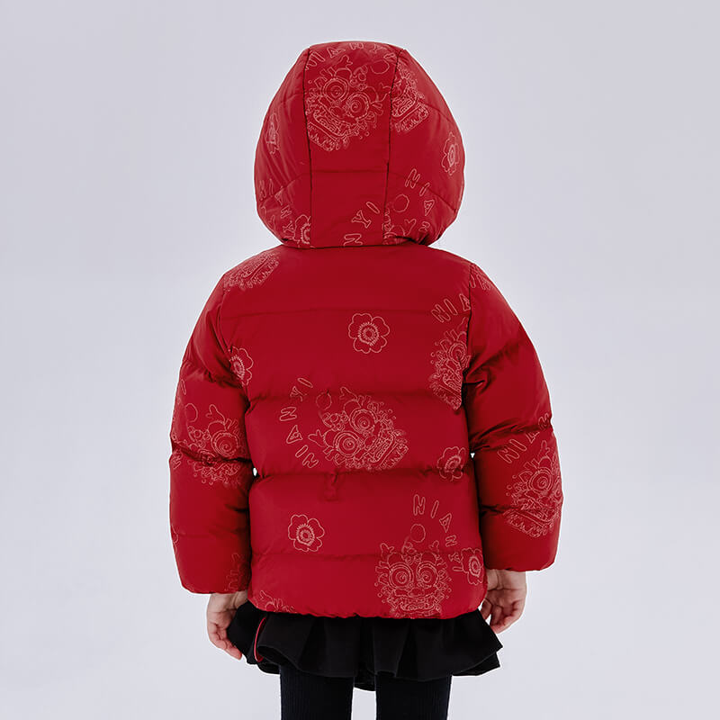 Dragon Long Hide and Seek Dragon Print Hooded Down Jacket-6 -  NianYi, Chinese Traditional Clothing for Kids