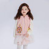 Dragon Long Faux Shepa Hooded Vest with Auspicious Dragon Embroidery-7-color-Persian Silk Pink -  NianYi, Chinese Traditional Clothing for Kids