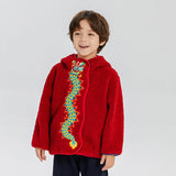 Dragon Long Flying Dragon Embroidery Sherpa Hooded Jacket-2 -  NianYi, Chinese Traditional Clothing for Kids
