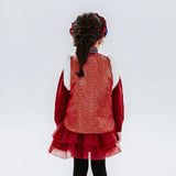 Dragon Long Color Block Lurex Dragon Embroidery Fluffy Vest-4 -  NianYi, Chinese Traditional Clothing for Kids