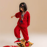Dragon Long Embroidery Fluffy Sherpa Homewear Set-1 -  NianYi, Chinese Traditional Clothing for Kids