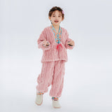 Dragon Long Embroidery Fluffy Sherpa Homewear Set-2 -  NianYi, Chinese Traditional Clothing for Kids
