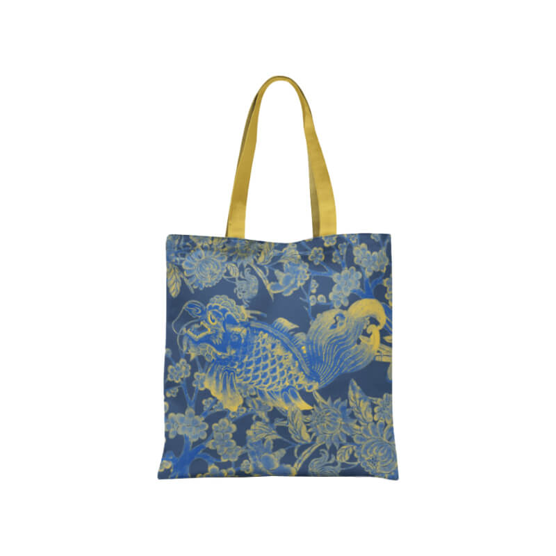 Dragon Long Colorblock Canvas Tote Bag-4-color-Multi Blue -  NianYi, Chinese Traditional Clothing for Kids