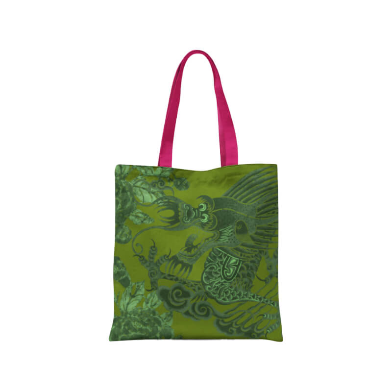 Dragon Long Colorblock Canvas Tote Bag-5-color-Multi Green -  NianYi, Chinese Traditional Clothing for Kids