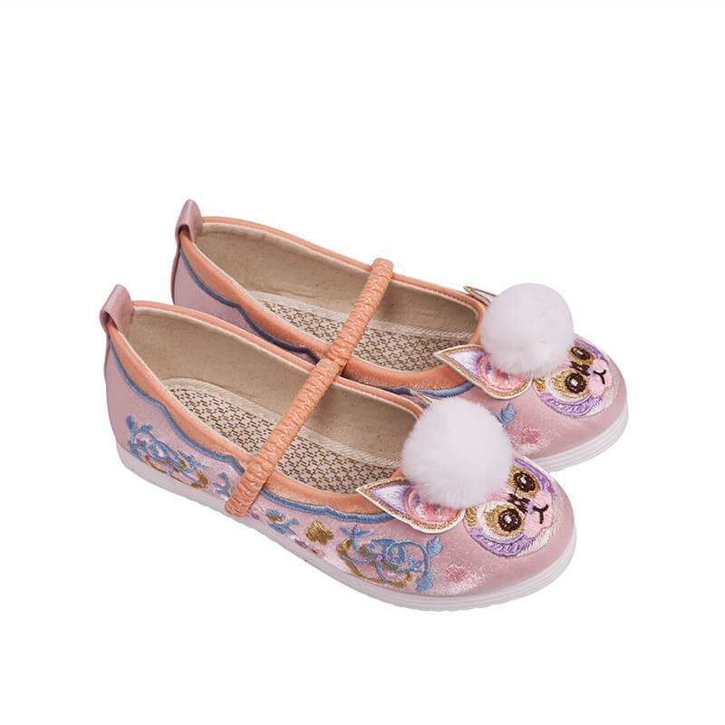 Lucky Bunny Embroidered Shoes-5 -  NianYi, Chinese Traditional Clothing for Kids