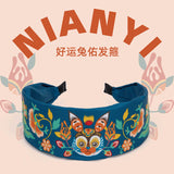 Lucky Bunny Fluffy Hair Band-5-Yan qin Blue -  NianYi, Chinese Traditional Clothing for Kids