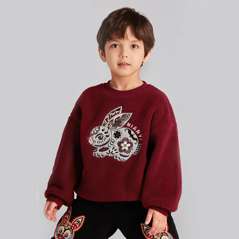 NianYi-Chinese-Traditional-Clothing-for-Kids-321 Bunny Sweatshirt-N4224061E03-Color-NianYi Red-8