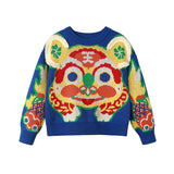 NianYi-Chinese-Traditional-Clothing-for-Kids-A Big Tiger Head Sweater-N401029-Blue