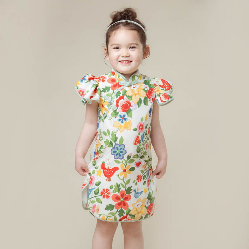 NianYi-Chinese-Traditional-Clothing-for-Kids-Alice Rabbit Printed Qipao-N101069-1