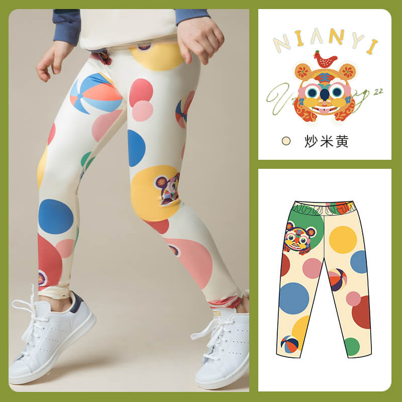 NianYi-Chinese-Traditional-Clothing-for-Kids-Dot Tiger Legging-N102013-Fried Beige