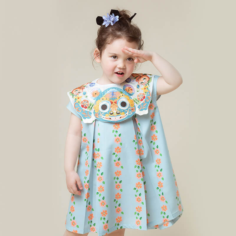NianYi-Chinese-Traditional-Clothing-for-Kids-Floral Gege Cloud Shoulder Dress-N102040-1