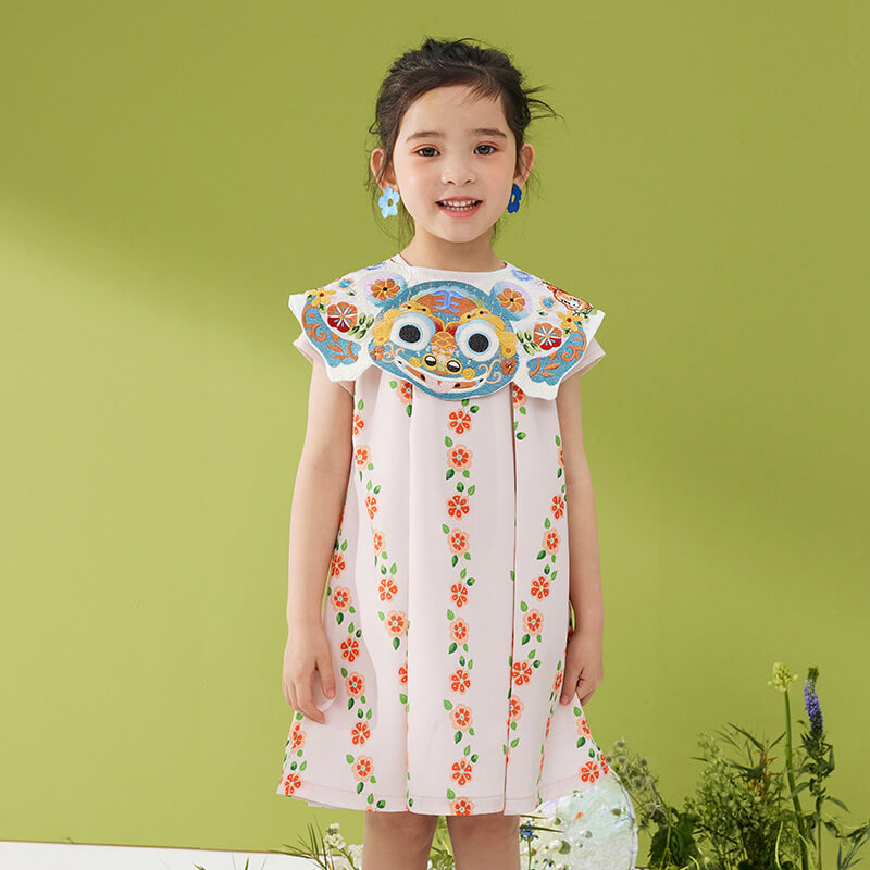 NianYi-Chinese-Traditional-Clothing-for-Kids-Floral Gege Cloud Shoulder Dress-N102040-2