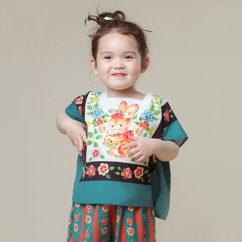 NianYi-Chinese-Traditional-Clothing-for-Kids-Floral Jounrey Square T-Shirt-N102041-7
