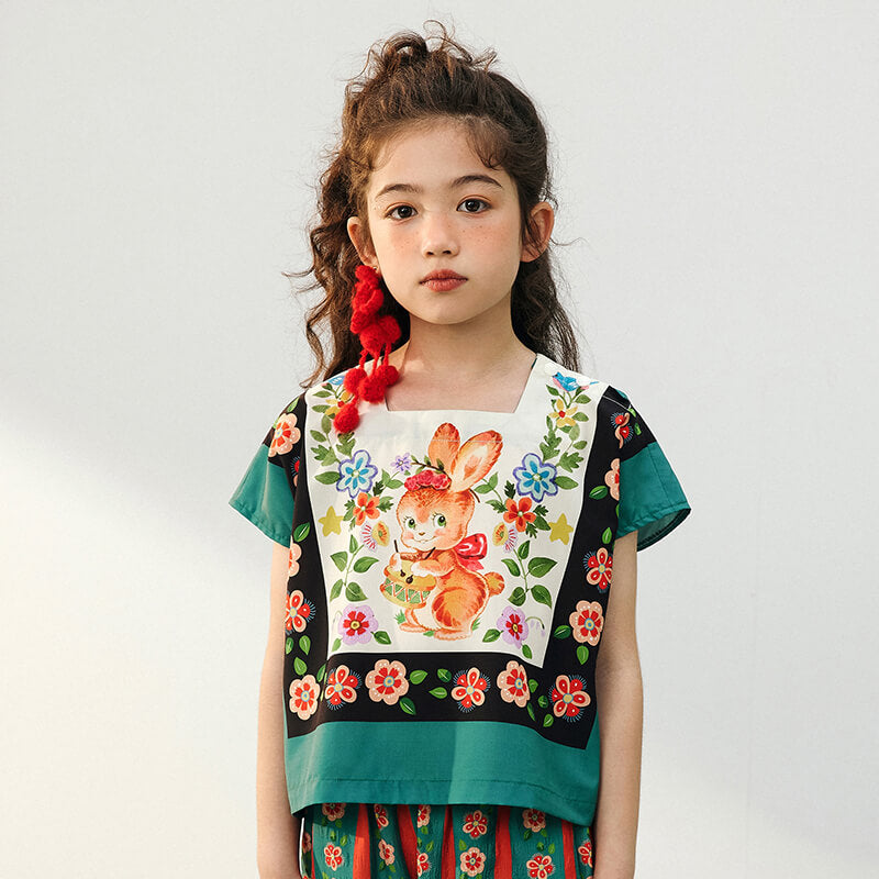 NianYi-Chinese-Traditional-Clothing-for-Kids-Floral Jounrey Square T-Shirt-N102041-8