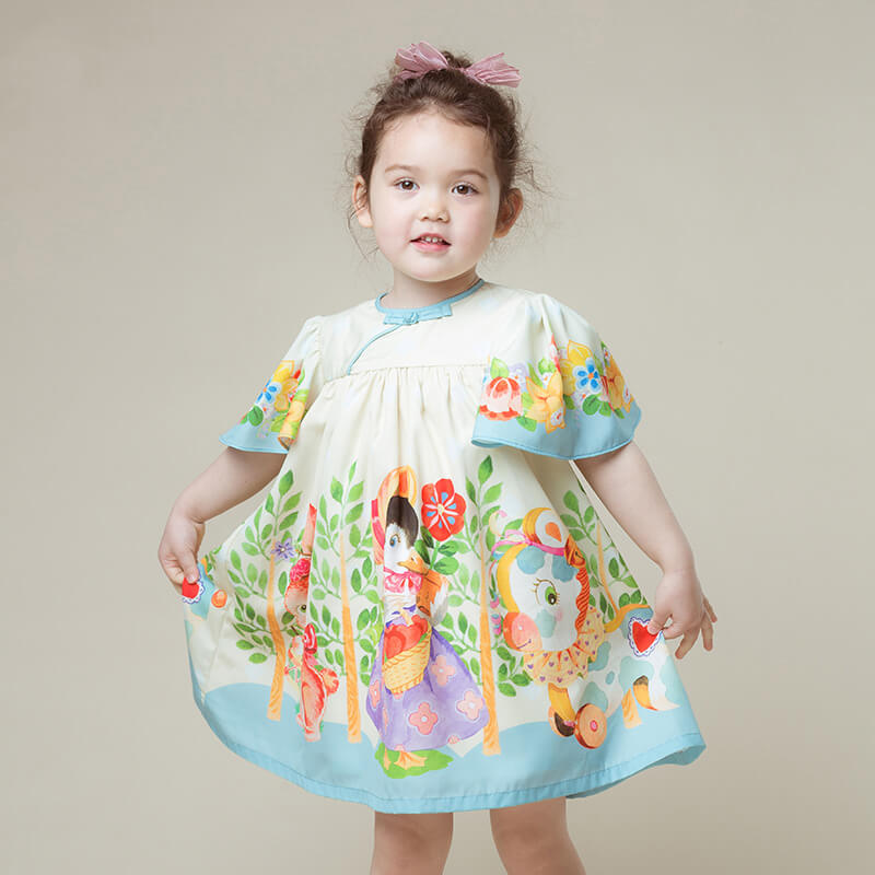 NianYi-Chinese-Traditional-Clothing-for-Kids-Floral Journey Trimming Dress-N102039-2
