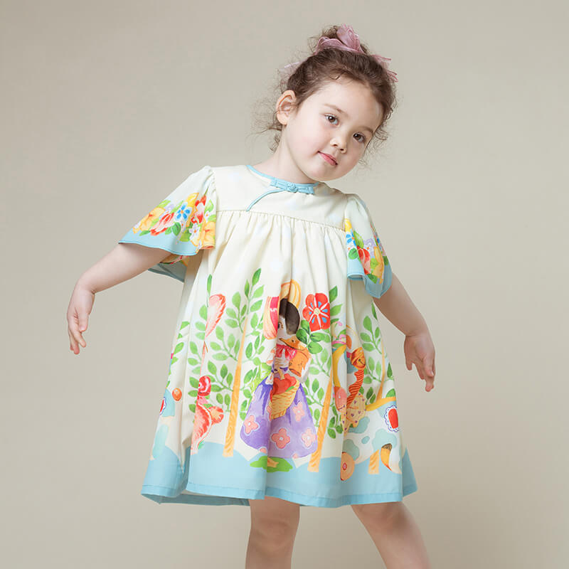 NianYi-Chinese-Traditional-Clothing-for-Kids-Floral Journey Trimming Dress-N102039-4