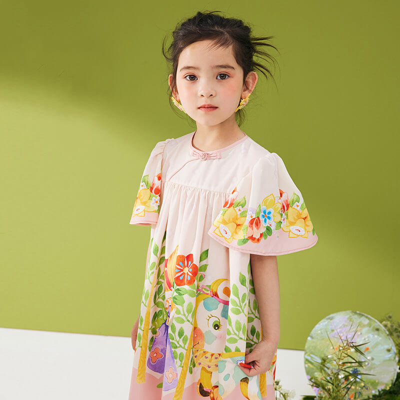 NianYi-Chinese-Traditional-Clothing-for-Kids-Floral Journey Trimming Dress-N102039-6