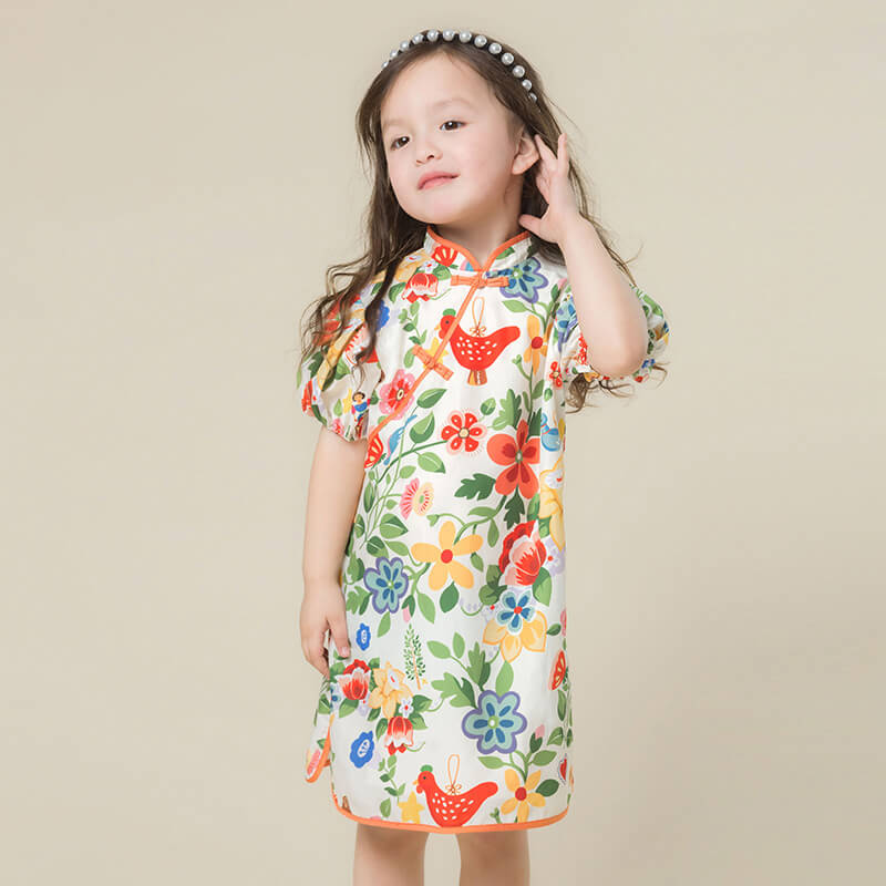 NianYi-Chinese-Traditional-Clothing-for-Kids-Floral Printed Qipao Dress-N102010-15