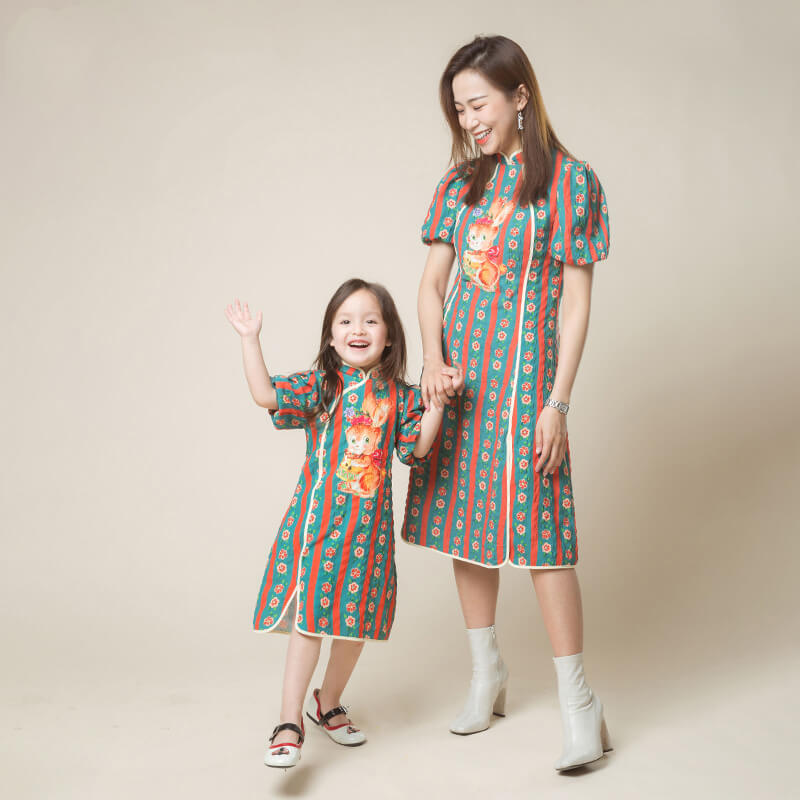 NianYi-Chinese-Traditional-Clothing-for-Kids-Floral Rabbit Qipao Dress-N102046-7