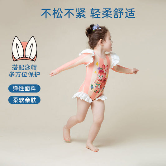 NianYi-Chinese-Traditional-Clothing-for-Kids-Floral Rabbit Swimsuit-N102073-2