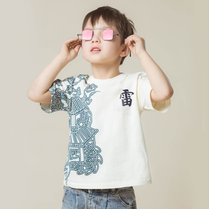 NianYi-Chinese-Traditional-Clothing-for-Kids-Jianghu Dragon T-Shirt-N202015-White Marble