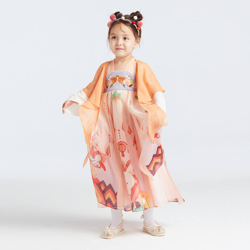 Fashion Hanfu Chinese Improved Ancient Clothing Kids Dress for Girls