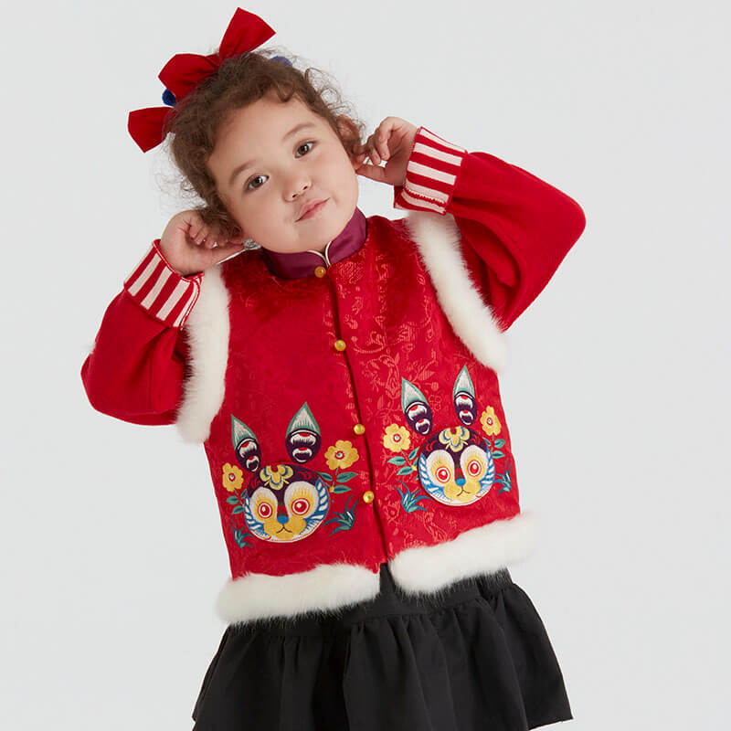 NianYi-Chinese-Traditional-Clothing-for-Kids-Lucky Bunny Brocade Vest-N4224082A05-Color-NianYi Red-7