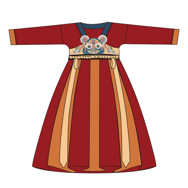 NianYi-Chinese-Traditional-Clothing-for-Kids-Playing Tiger Hanfu Dress-N101124-NianYi Red