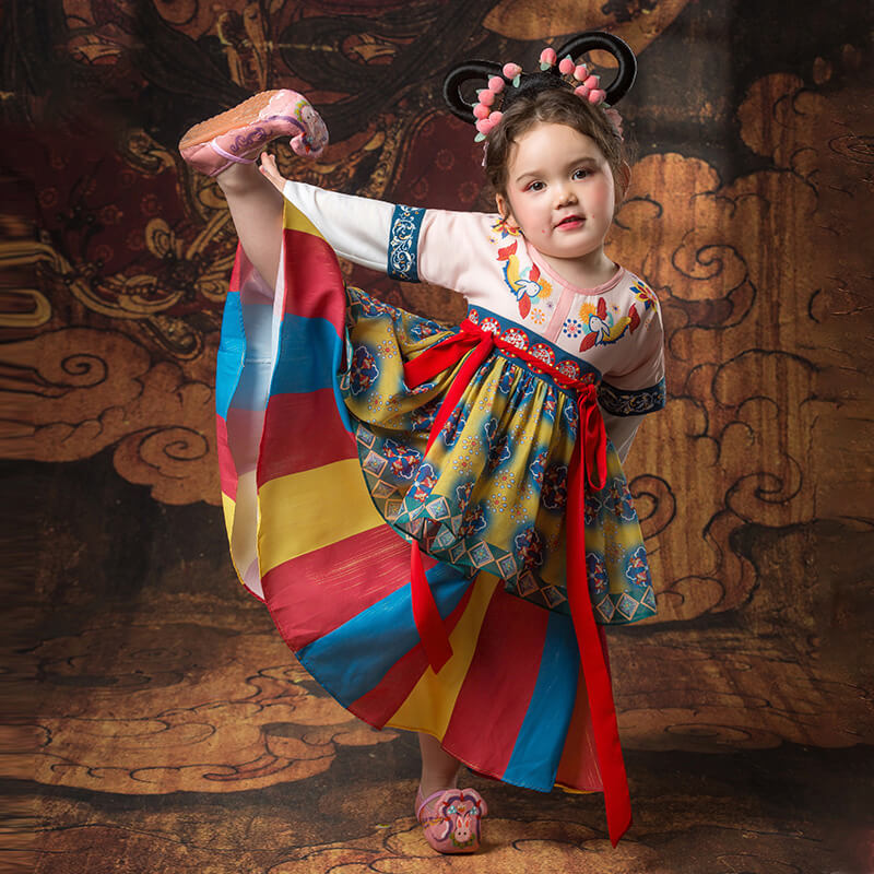 NianYi-Chinese-Traditional-Clothing-for-Kids-Silk Road Colorful Hanfu Dress-N101100-2