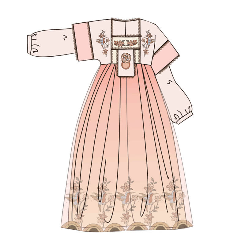 NianYi-Chinese-Traditional-Clothing-for-Kids-Silk Road Gaga Hanfu Dress-N101009-First Peach Pink
